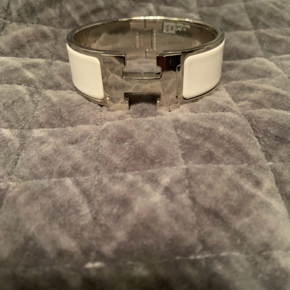 Hermès white & silver clic clac H bracelet